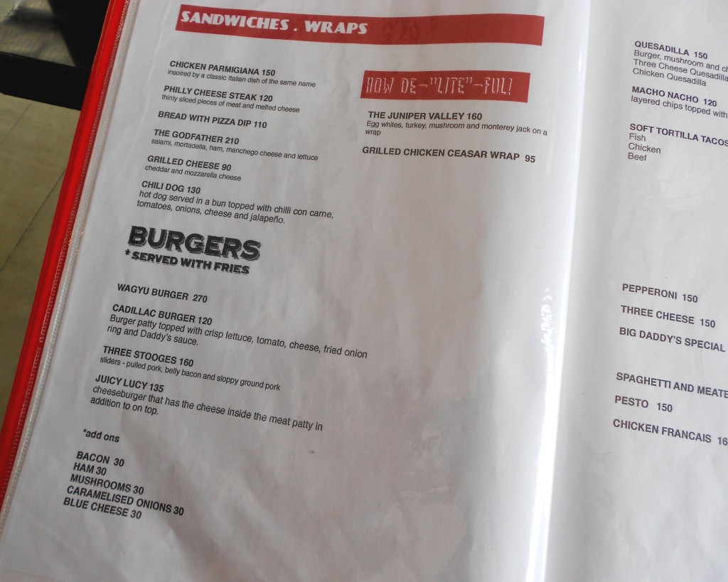 Big Daddys Bacolod Menu